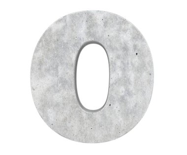 Büyük harf - beyaz arka plan üzerinde izole O beton. 3D render illüstrasyon