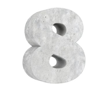 3D render beton sayı 8 sekiz. 3D render illüstrasyon.