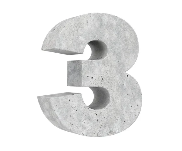 Rendering Concrete Number Three Render Illustration — Stock Photo, Image