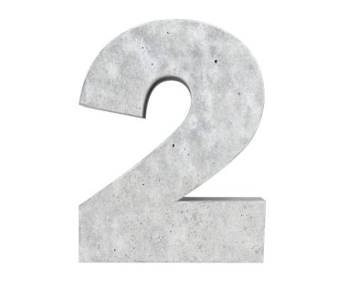 3D render beton sayı 2 iki. 3D render illüstrasyon.
