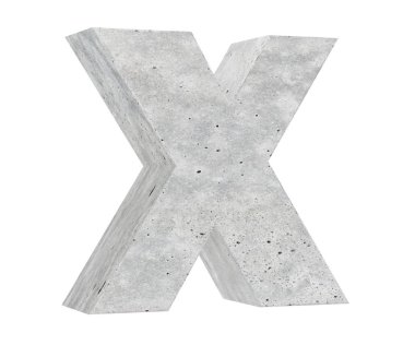Beton büyük harf - X izole üzerinde beyaz arka plan. 3D render illüstrasyon