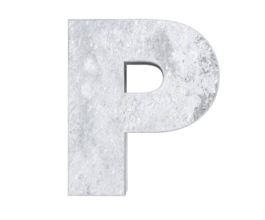 Büyük harf - beyaz arka plan üzerinde izole P beton. 3D render illüstrasyon