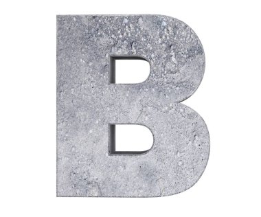 Büyük harf - beyaz arka plan üzerinde izole B beton. 3D render illüstrasyon