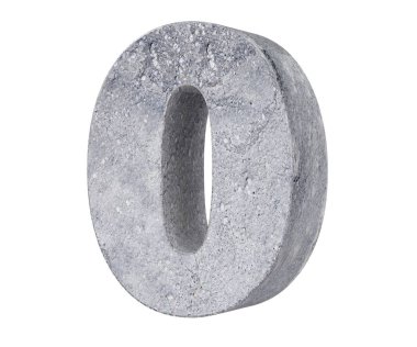 3D render beton numarası 0 sıfır. 3D render illüstrasyon.