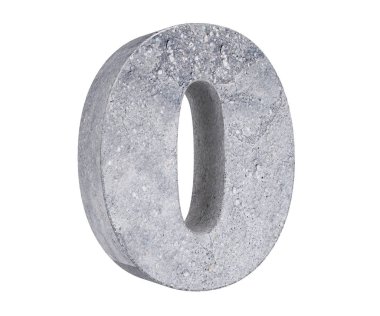 3D render beton numarası 0 sıfır. 3D render illüstrasyon.