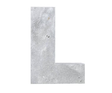 Büyük harf - beyaz arka plan üzerinde izole L beton. 3D render illüstrasyon
