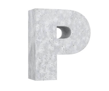 Büyük harf - beyaz arka plan üzerinde izole P beton. 3D render illüstrasyon