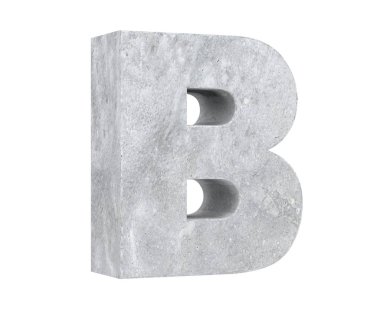 Büyük harf - beyaz arka plan üzerinde izole B beton. 3D render illüstrasyon