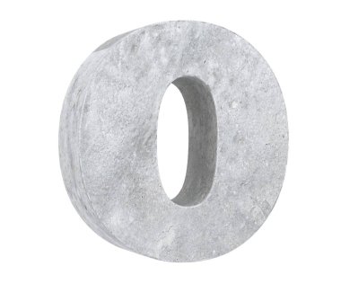 Büyük harf - beyaz arka plan üzerinde izole O beton. 3D render illüstrasyon