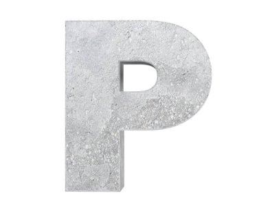 Büyük harf - beyaz arka plan üzerinde izole P beton. 3D render illüstrasyon