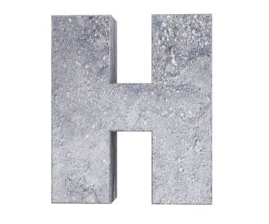 Büyük harf - beyaz arka plan üzerinde izole H Beton. 3D render illüstrasyon