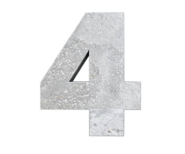 3D render beton sayı 4 dört. 3D render illüstrasyon.