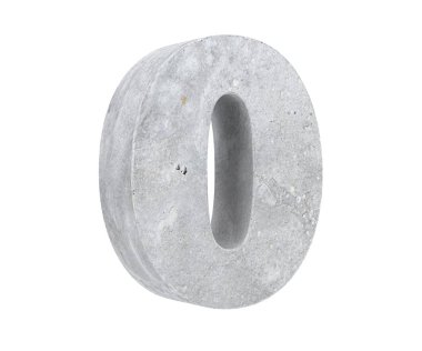 3D render beton numarası 0 sıfır. 3D render illüstrasyon.