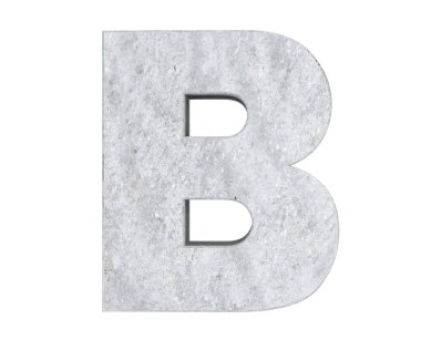 Büyük harf - beyaz arka plan üzerinde izole B beton. 3D render illüstrasyon