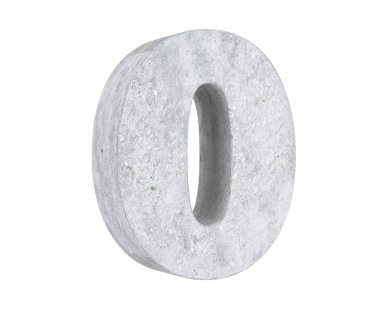 3D render beton numarası 0 sıfır. 3D render illüstrasyon.