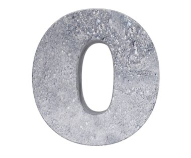 Büyük harf - beyaz arka plan üzerinde izole O beton. 3D render illüstrasyon