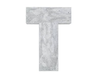 Büyük harf - beyaz arka plan üzerinde izole T beton. 3D render illüstrasyon