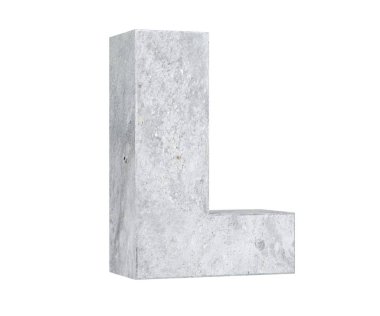 Büyük harf - beyaz arka plan üzerinde izole L beton. 3D render illüstrasyon