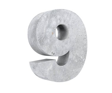 3D render beton 9 numara dokuz. 3D render illüstrasyon.