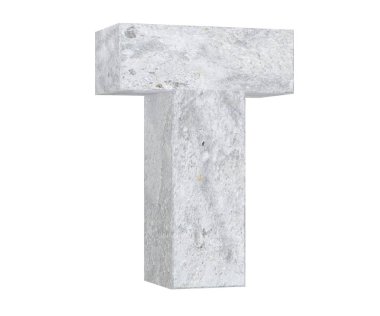 Büyük harf - beyaz arka plan üzerinde izole T beton. 3D render illüstrasyon