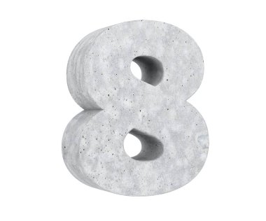 3D render beton sayı 8 sekiz. 3D render illüstrasyon.