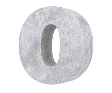 Büyük harf - beyaz arka plan üzerinde izole O beton. 3D render illüstrasyon