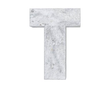 Büyük harf - beyaz arka plan üzerinde izole T beton. 3D render illüstrasyon