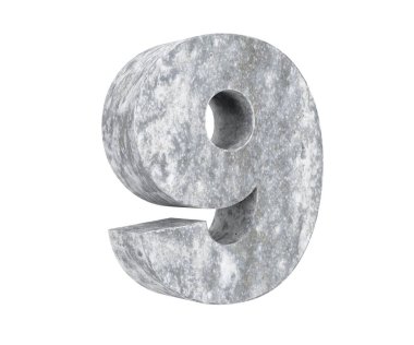 3D render beton 9 numara dokuz. 3D render illüstrasyon.