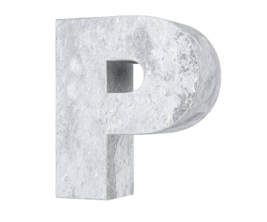 Büyük harf - beyaz arka plan üzerinde izole P beton. 3D render illüstrasyon