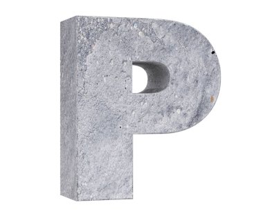 Büyük harf - beyaz arka plan üzerinde izole P beton. 3D render illüstrasyon