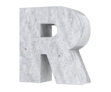 Büyük harf - beyaz arka plan üzerinde izole R beton. 3D render illüstrasyon