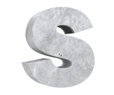 Büyük harf - beyaz arka plan üzerinde izole S beton. 3D render illüstrasyon