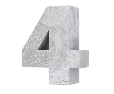 3D render beton sayı 4 dört. 3D render illüstrasyon.