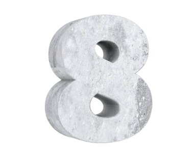 3D render beton sayı 8 sekiz. 3D render illüstrasyon.