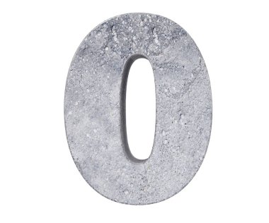 3D render beton numarası 0 sıfır. 3D render illüstrasyon.