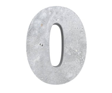 3D render beton numarası 0 sıfır. 3D render illüstrasyon.