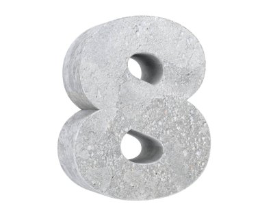 3D render beton sayı 8 sekiz. 3D render illüstrasyon.