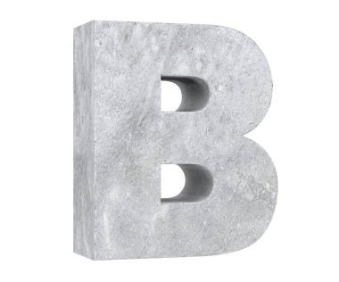 Büyük harf - beyaz arka plan üzerinde izole B beton. 3D render illüstrasyon