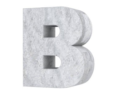 Büyük harf - beyaz arka plan üzerinde izole B beton. 3D render illüstrasyon