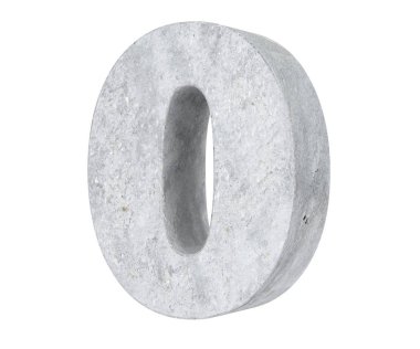 3D render beton numarası 0 sıfır. 3D render illüstrasyon.