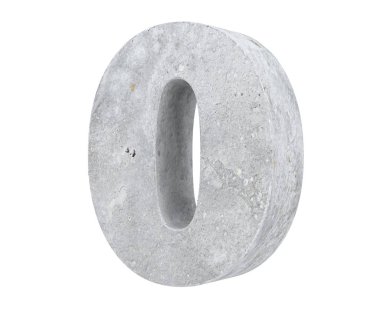 3D render beton numarası 0 sıfır. 3D render illüstrasyon.