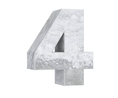 3D render beton sayı 4 dört. 3D render illüstrasyon.