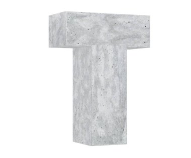 Büyük harf - beyaz arka plan üzerinde izole T beton. 3D render illüstrasyon