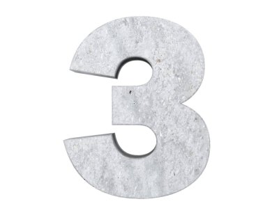 3D render beton sayısı 3 üç. 3D render illüstrasyon.