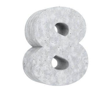 3D render beton sayı 8 sekiz. 3D render illüstrasyon.