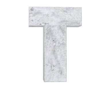 Büyük harf - beyaz arka plan üzerinde izole T beton. 3D render illüstrasyon