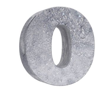 Büyük harf - beyaz arka plan üzerinde izole O beton. 3D render illüstrasyon