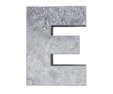 Büyük harf - beyaz arka plan üzerinde izole E beton. 3D render illüstrasyon