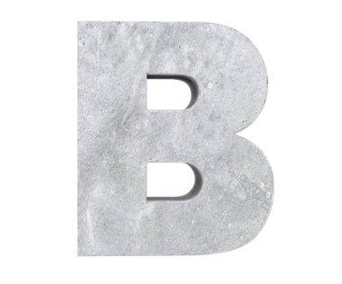 Büyük harf - beyaz arka plan üzerinde izole B beton. 3D render illüstrasyon