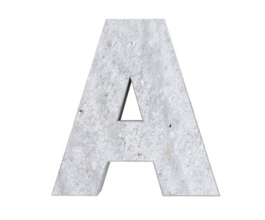 Büyük harf - beyaz arka plan üzerinde izole A beton. 3D render illüstrasyon